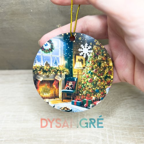 Boule de noël en bois soir de noël 75mm