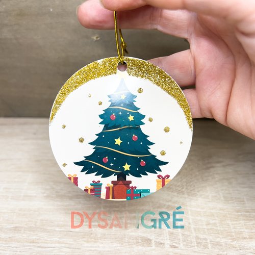 Boule de noël en bois sapin de noël 75mm