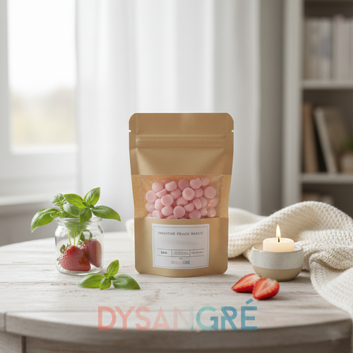 Pépites de cire d'olive végétal senteur smoothie fraise basilic ( 50g)