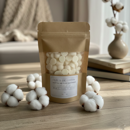 Pépites de cire d'olive végétal senteur fleur de coton ( 50g)