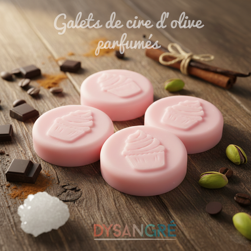 6 galets fondants de cire d'olive végétal senteur gourmande ( plusieurs parfums disponible)