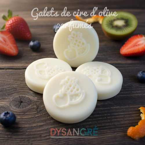 6 galets fondants de cire d'olive végétal senteur fruités ( plusieurs parfums disponible)