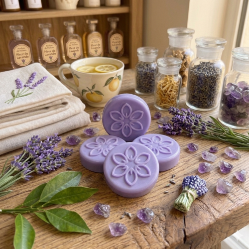 4 galets fondants de cire d'olive senteur lavande
