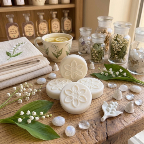 4 galets fondants de cire d'olive senteur muguet