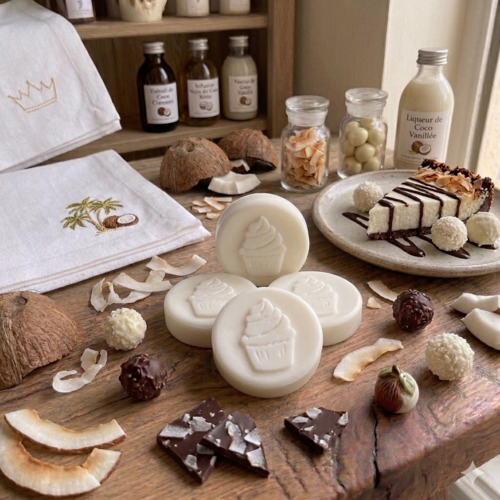 4 galets fondants de cire d'olive senteur coco gourmand