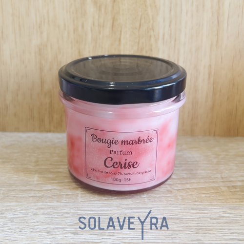 Bougie marbré senteur cerise disponible en 100g