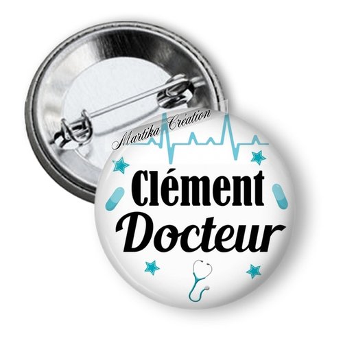 Badge personnalisé-médical-docteur- 50 mm port gratuit