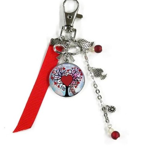 Porte clés arbre de vie, bijoux de sac arbre de vie rouge