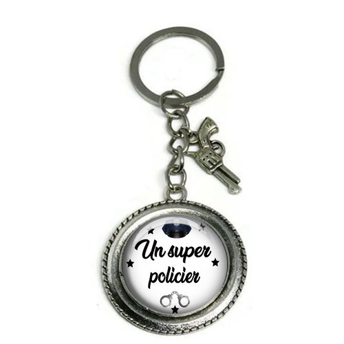 Porte clés policier, cadeau super policier, porte clés homme
