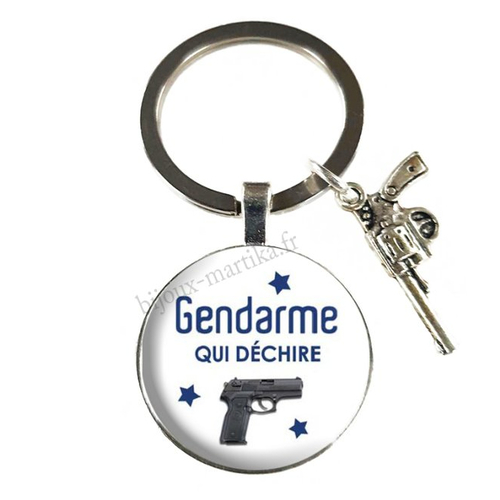 Porte clés gendarme, cadeau gendarme, porte clés homme
