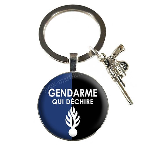 Porte clés gendarme, cadeau gendarme qui déchire, porte clés homme