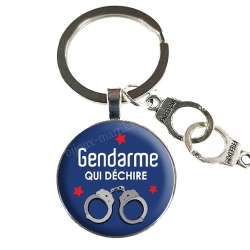 Porte clés gendarme, cadeau gendarme qui déchire, porte clés homme
