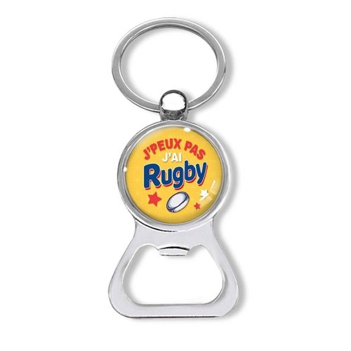 Porte clés rugby, décapsuleur "j'peux pas rugby", porte clés personnalisé