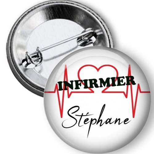 Badge infirmier, personnalisé prénom, 50 mm