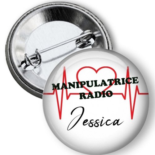 Badge manipulatrice de radio, personnalisé prénom, 50 mm