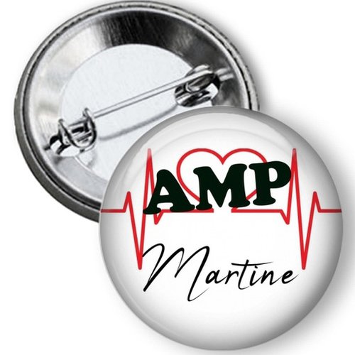 Badge amp, personnalisé prénom, 50 mm