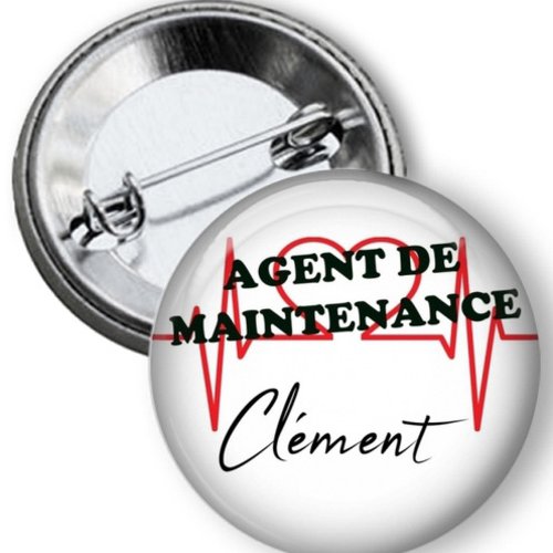 Badge agent de maintenance, personnalisé prénom, 50 mm