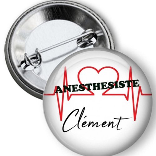 Badge anesthésiste, personnalisé prénom, 50 mm