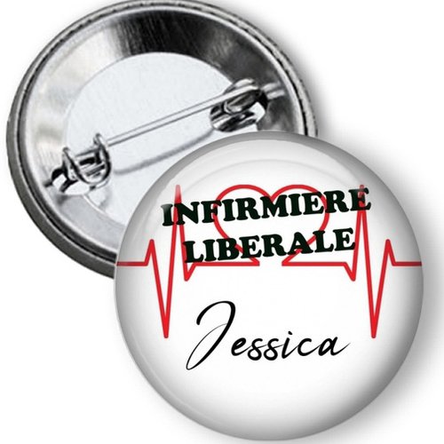 Badge infirmière libérale, personnalisé prénom, 50 mm