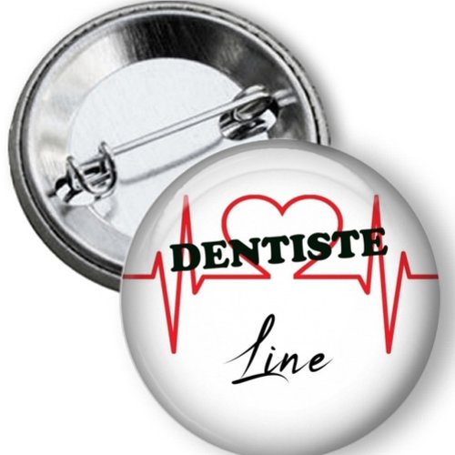Badge dentiste, personnalisé prénom, 50 mm