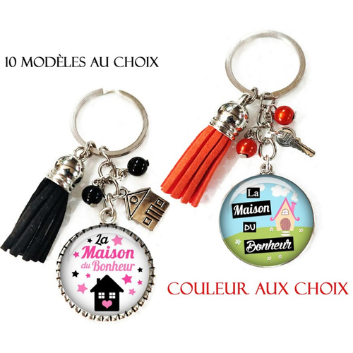 Porte clés maison, cadeau message porte clés maison, couleur au choix, 10 modèles différents