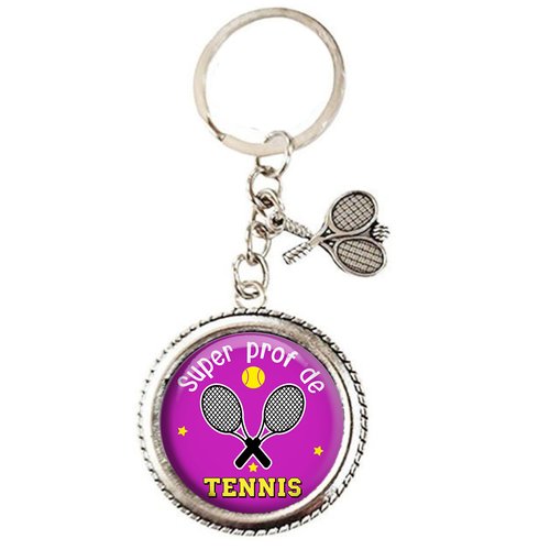 Porte clés tennis, "super prof de tennis", cadeau remerciement sport féminin