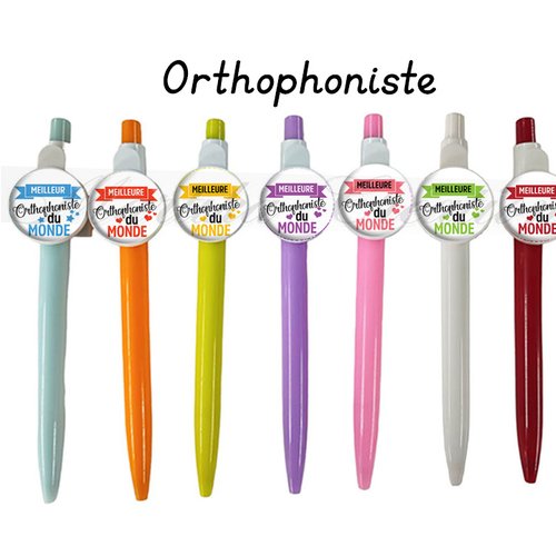 Stylo orthophoniste, cadeau meilleure orthophoniste du monde, couleurs au choix