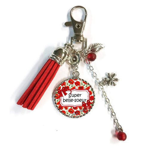 Porte clés belle sœur rouge, cadeau super belle sœur
