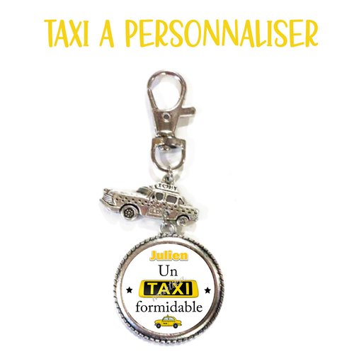 Votre prénom, porte clés taxi, cadeau taxi breloque, porte clés personnalisable