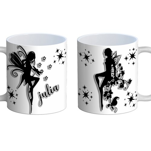 Mug fée recto verso, mug personnalisé fée, tasse mug personnalisable prénom