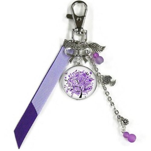 Porte clés arbre de vie, cadeau arbre de vie violet