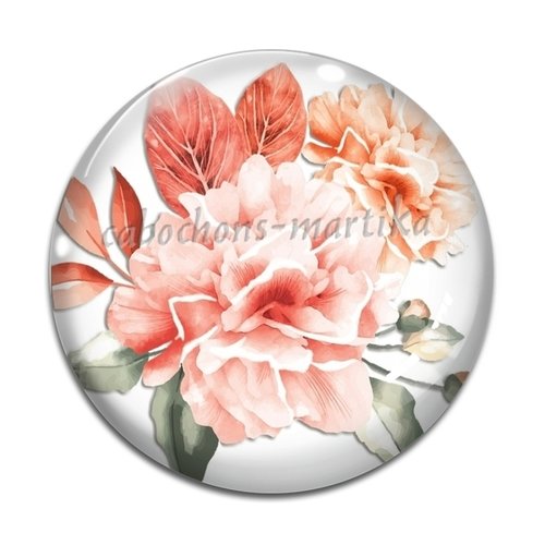 Cabochon fleur la rose, verre ou résine, plusieurs tailles