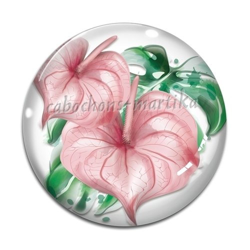 Cabochon fleur, verre ou résine, plusieurs tailles