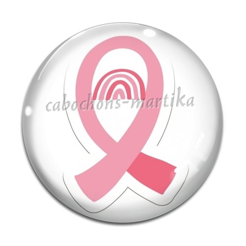 Cabochon ruban rose cancer du sein, verre ou résine, plusieurs tailles