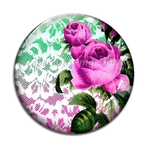 Cabochon fleur les roses, cabochon résine ou verre, plusieurs tailles