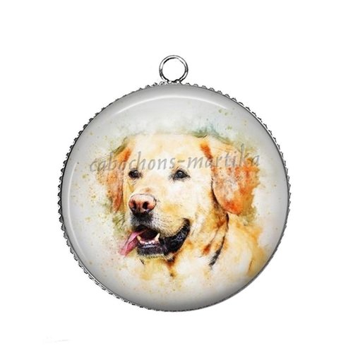 Pendentif chien, cabochon resine 25 mm