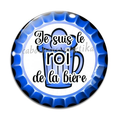 Cabochon je suis le roi de la bière, résine ou verre, plusieurs tailles