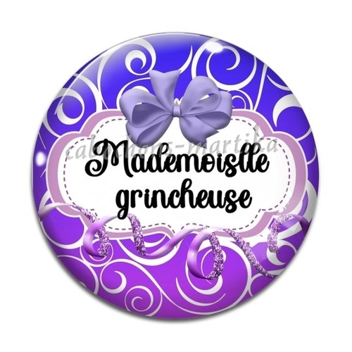 Cabochon mademoiselle grincheuse, résine ou verre, plusieurs tailles