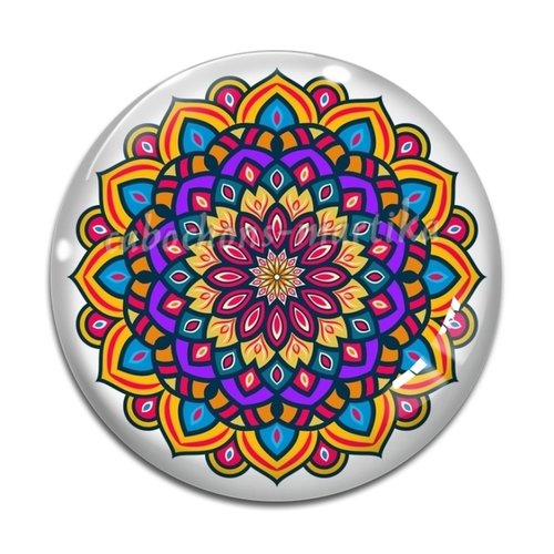 Cabochon mandala, verre ou résine, plusieurs tailles