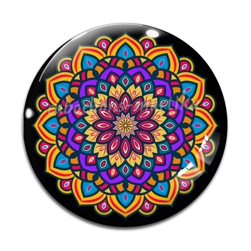 Cabochon mandala, verre ou résine, plusieurs tailles