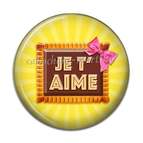 Cabochon je t'aime, cabochon résine ou verre