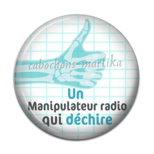 Cabochon manipulateur radio, résine, 25 mm