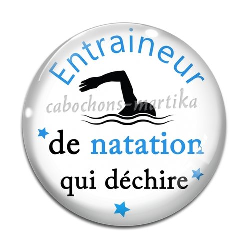 Cabochon entraineur de natation , cabochon résine ou verre