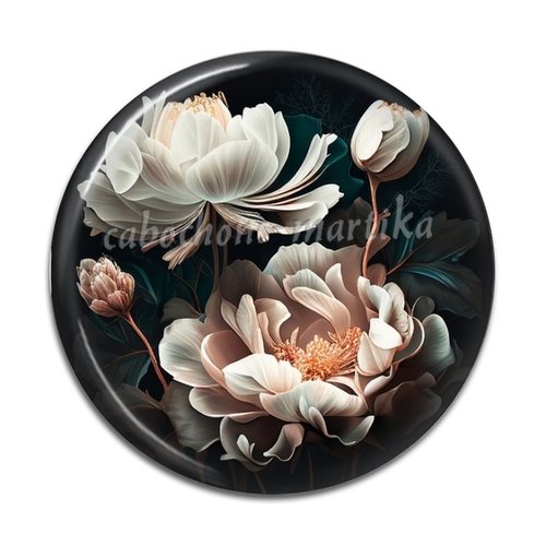 Cabochon fleur, résine ou verre, plusieurs tailles