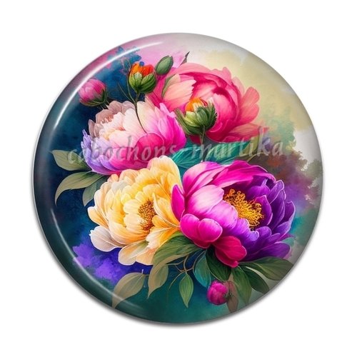 Cabochon fleur, résine ou verre, plusieurs tailles