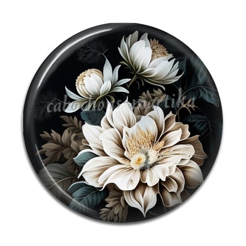 Cabochon fleur, résine ou verre, plusieurs tailles