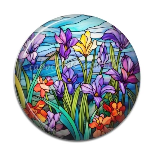 Cabochon fleur, cabochon résine ou verre, plusieurs tailles