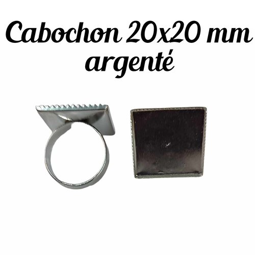 10 supports bagues cabochon 20x20 mm, bague réglable