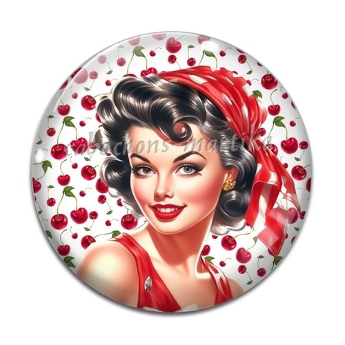 Cabochon pin up, cabochon résine ou verre, plusieurs tailles