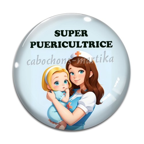 Cabochon super puéricultrice, cabochon résine ou verre, plusieurs tailles